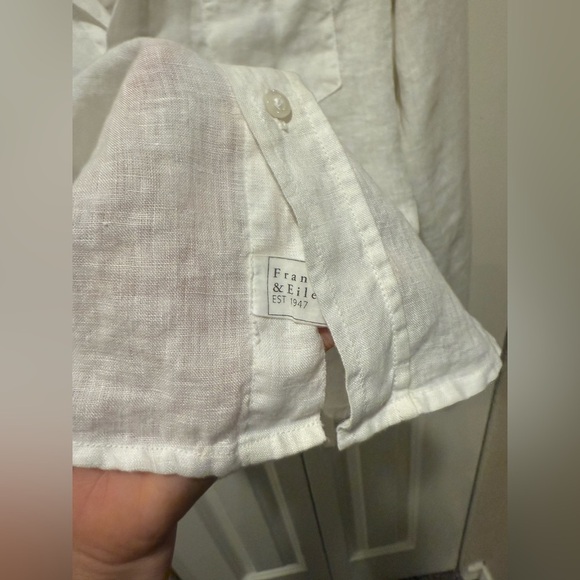 Frank & Eileen Barry Italian Linen Button Down Shirt White , size XS - Picture 3 of 12